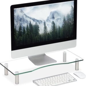 Glazen tv-verhoger - Monitorstandaard - Verstelbare laptopstandaard 9-11 cm - 70x24 cm transparant