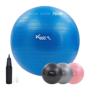 KM-Fit gymnastiekbal 75cm | trainingsbal met luchtpomp | blauw BPA-vrij voor fitness en yoga