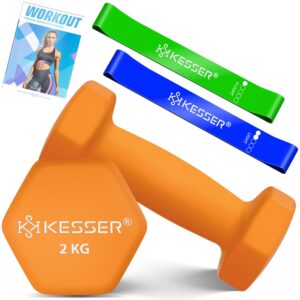 KESSER® Halters, halterset, 2-delige set, 2 x 2 kg , gekleurd, korte halters van neopreen, hexagon