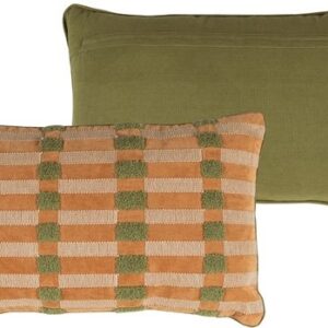 WOOOD Vola Kussens - Katoen - Groen/Oranje - 50x50x10 - Set van 2