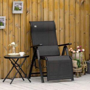 Outsunny Ligbed van staal, ademend mesh, zwart