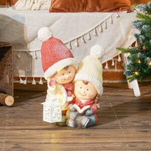 HOMCOM-Weihnachtsfigur-Magnesiumoxid, Metall-30L x 23B x 45H cm-Mehrfarbig