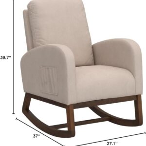 Pannow gestoffeerde schommelstoel, mid-century, moderne schommelstoel voor de kinderkamer