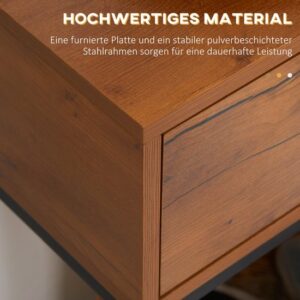 HOMCOM Console Tafel - Spaanplaat, Staal - 80L x 30B x 76H cm - Natuurlijk Hout