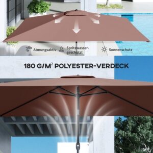 Outsunny Terrasparasol - Polyester, Metaal - 300L x 200B x 235H cm - Bruin