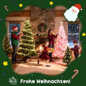 HOMCOM Kunststof Kerstboom met Metaal, 130L x 130B x 180H cm, Groen