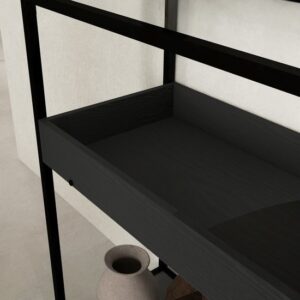 HOMCOM console tafel - gehard glas - staal - spaanplaat - zwart