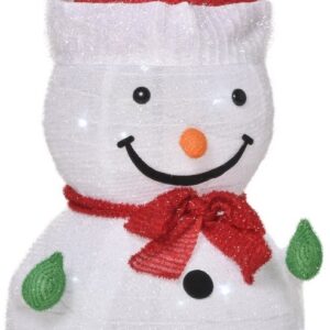 Outsunny Verlichte Kerstman van Polyester, 30 x 51 cm, Groen, Rood en Wit