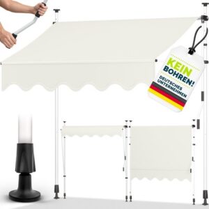 Tillvex Balkonluifel 200 cm beige met handslinger - UV-bestendig en waterdicht