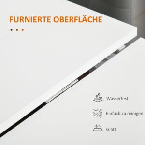 HOMCOM klaptafel met wielen - mobiele bijzettafel van hout in wit