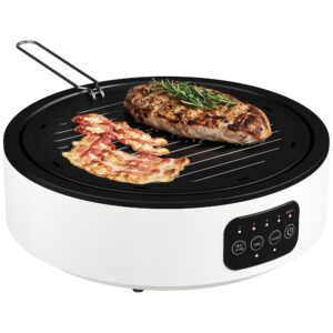 HOMCOM 2-in-1 keramische kookplaat en grill, 2000W, LED-display, wit