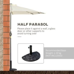 Outsunny halfronde parasol - 270 x 135 x 240 cm - met LED - beige