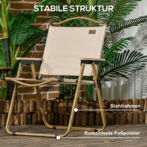 Outsunny Campingstoel Oxfordstof, Staal Khaki