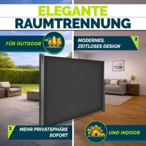 tillvex® Uitschuifbare Zijluifel 200 x 400 cm met Regenhoes voor Balkon en Tuin