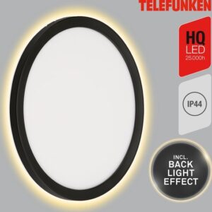TELEFUNKEN - NIZZA - LED buitenlamp, 4000K, IP44, 15W, zwart, kunststof, Ø28 cm