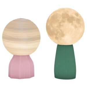 HOMCOM LED Mond Tafel lamp met USB, nachttafel lamp voor woonkamer en speelkamer, wit