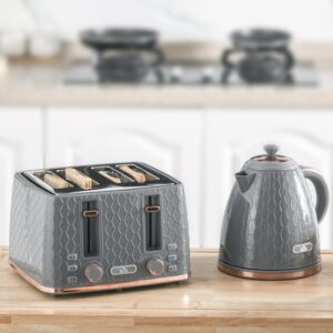 HOMCOM Waterkoker en Broodrooster Set Kunststof en Staal Grijs 24,2L x 19,5B x 23,4H cm