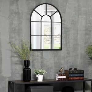 HOMCOM wandspiegel met metalen frame - robuust - zwart