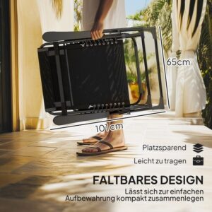 Outsunny Zwarte Metalen Ligstoel met Netstof