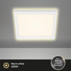 Briloner Leuchten - LED Plafondlamp met Achtergrondverlichting, 18W, 2400 Lumen, 3000K, Wit