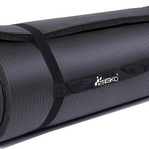 Zwarte Yogamat - 190 x 100 x 1,5 cm - Antislip - Inclusief Draagzak - Fitness & Pilates