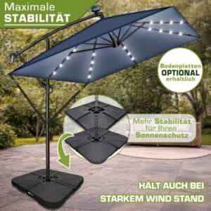 Tillvex® Rechthoekige Aluminium Parasol Ø 330 cm met LED en Afdekking, 360° Draaibaar