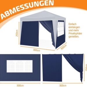 KESSER® 2x Zijwanden voor 3x3m Gazebo - Opvouwbare Gazebo | Opvouwbaar | Ruimtebesparend | Opbergbaa
