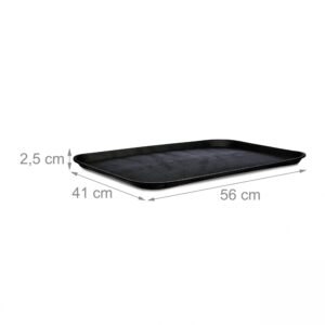 Relaxdays dienblad voor horeca, rechthoekig 56x41 cm, zwart, met opstaande rand