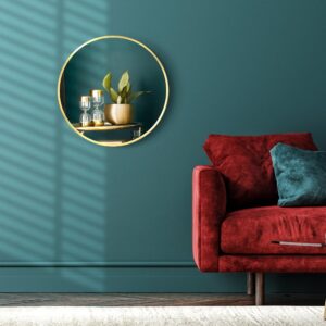 Kleankin badkamerspiegel, 50 cm, goud, aluminium, IP44, voor woonkamer en slaapkamer