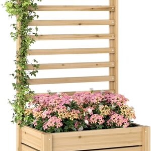 Outsunny Multifunctionele Tuinbak van Grenenhout - 60L x 39B x 120H cm - Natuurlijk Hout