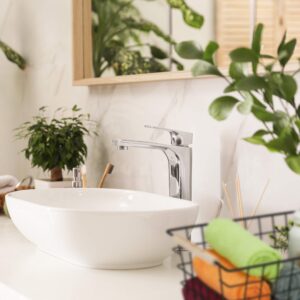 Relaxdays draadmand met houten grepen, rechthoekig, zwart, 16x31x21 cm