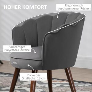HOMCOM eetkamerstoel met rugleuning - donkergrijs - 66 x 72 x 79 cm