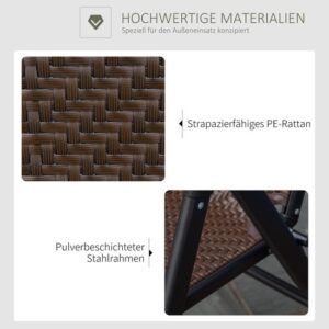 Outsunny Vouwstoel van PE Rattan, Staal Bruin