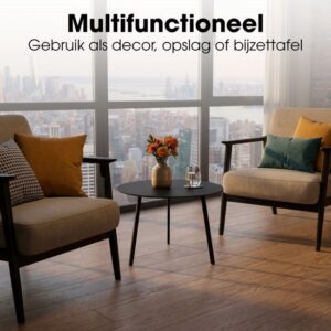 Mica Decorations Seattle Bijzettafel voor Buiten - Rond - H30 x Ø38 cm - Zwart Metaal