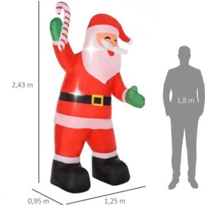 HOMCOM Opblaasbare Kerstman 125x95x243 cm Rood van Polyester
