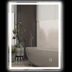 HOMCOM badkamerspiegel - gehard glas - 90×70×4 cm - zilverkleurig