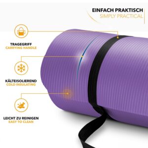 TRESKO® fitnessmat yogamat pilatesmat 185 x 60 cm, paars, 1,5 cm dikte, ftalaatvrij