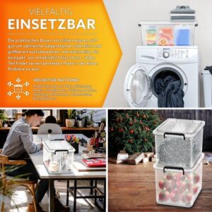 tillvex® Set van 6 Opbergdozen met Deksel 27l - Stapelbaar, Transparant, BPA-vrij met Wieltjes