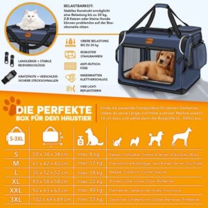 TRESKO® Opvouwbare hondenbox met likmat en spatel, L, 70 x 52 x 52 cm, marineblauw