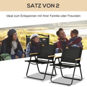 Outsunny Campingstoel van Oxfordstof, Zwart Staal