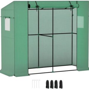 Outsunny Kas van staal en kunststof - 200L x 76B x 170H cm - Groen