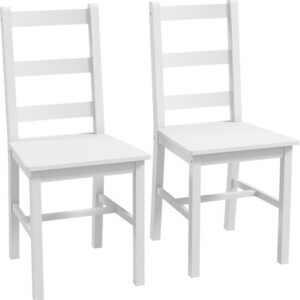 HOMCOM Eetkamerstoel van Grenenhout 41,5L x 46B x 90H cm Wit