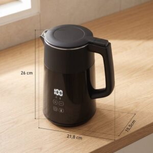 HOMCOM Waterkoker - Roestvrij staal en kunststof - 21,8L x 15,5B x 26H cm - Zwart