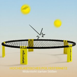 SPORTNOW Roundnet Set met net, 3 ballen, draagtas en pomp voor tuin, park, strand en binnen