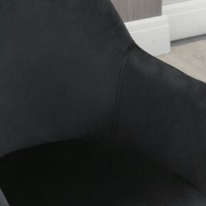 HOMCOM Eetkamerstoel van Samt (100% Polyester), Gummihout - 54L x 57B x 80H cm - Zwart