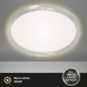 Briloner Leuchten - LED-plafondlamp met achtergrondverlichting, 22W, 3000 lumen, aluminium/wit