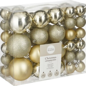 House of Seasons Plastic Kerstballen Set - 46 Stuks - Ø4/6/8 cm - Champagne