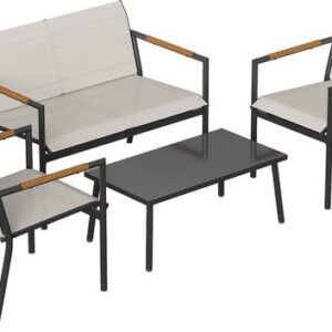 Outsunny Tuinbankset - Metaal, Mesh-stof - 106L x 70,5B x 77H cm - Crèmewit
