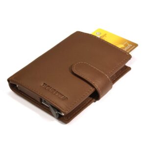 Leren RFID kaartbeschermer, bruin, één maat, klassiek