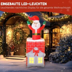 Outsunny Opblaasbare Kerstman 80L x 90B x 210H cm Meerkleurig van Polyester